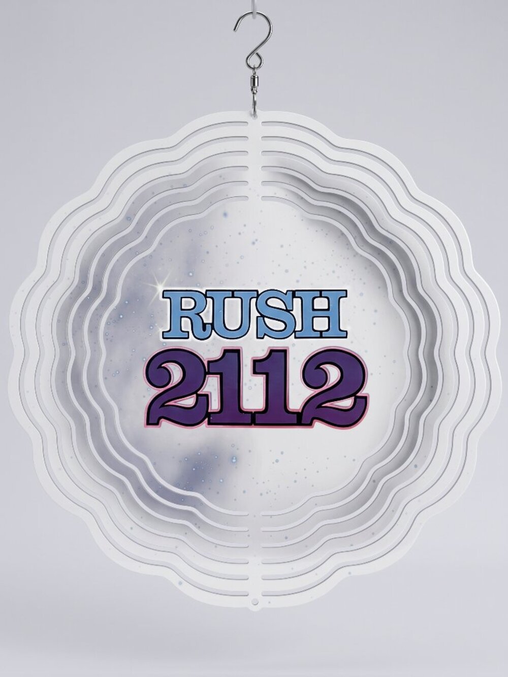 10" Rush 2112 Rock Band Kinetic Wind Spinner - White Metal Hanging Yard Decor